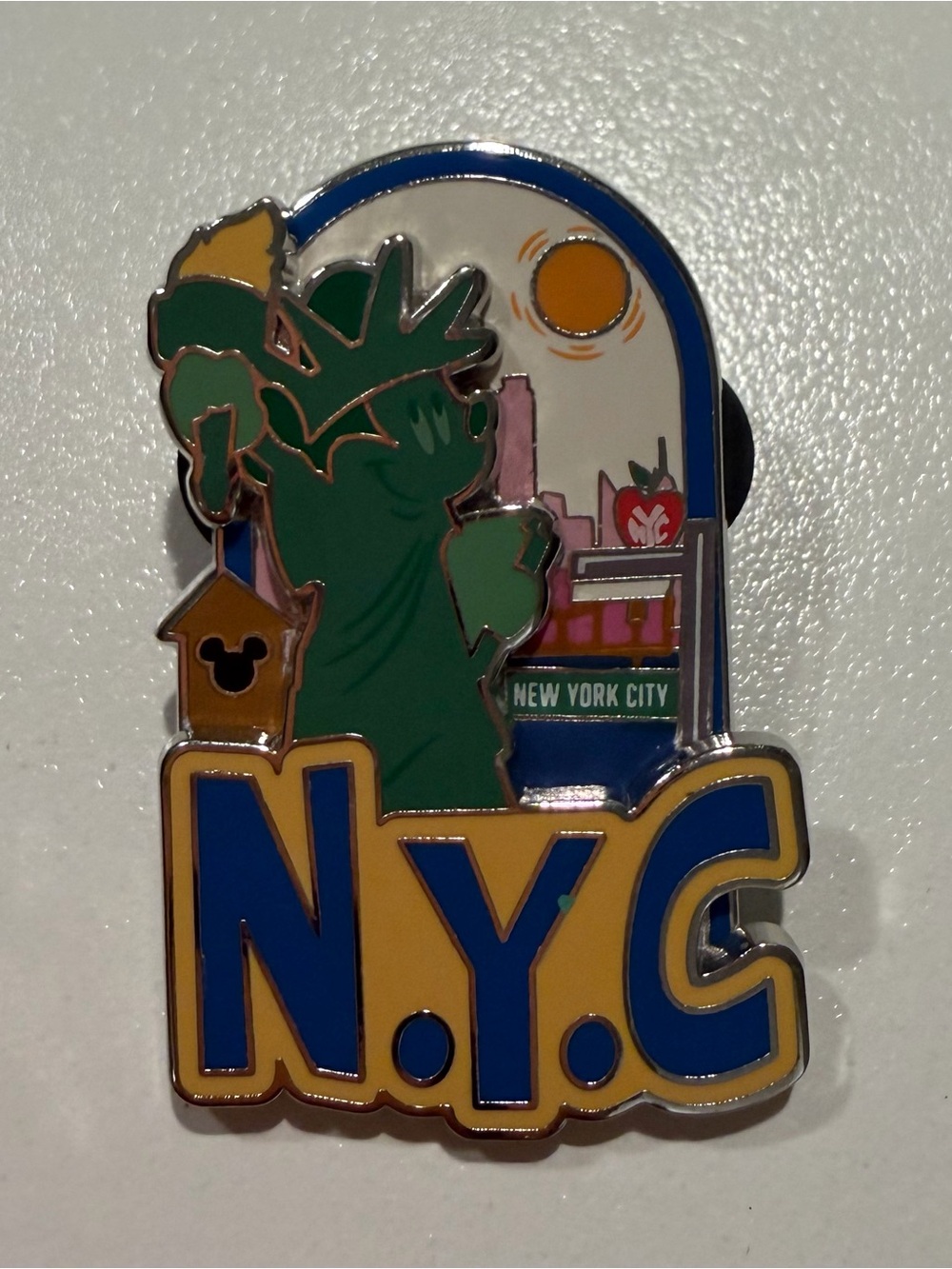 N.Y.C. Enamel Wall Pin Decor in Blue, Gold & Green